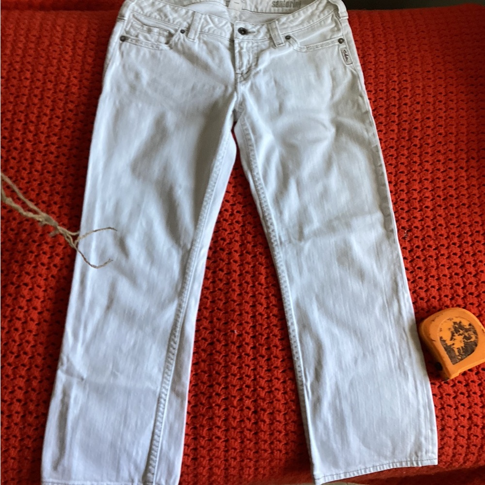 Silver Jeans White 30” x 30” Flare wide leg, crop